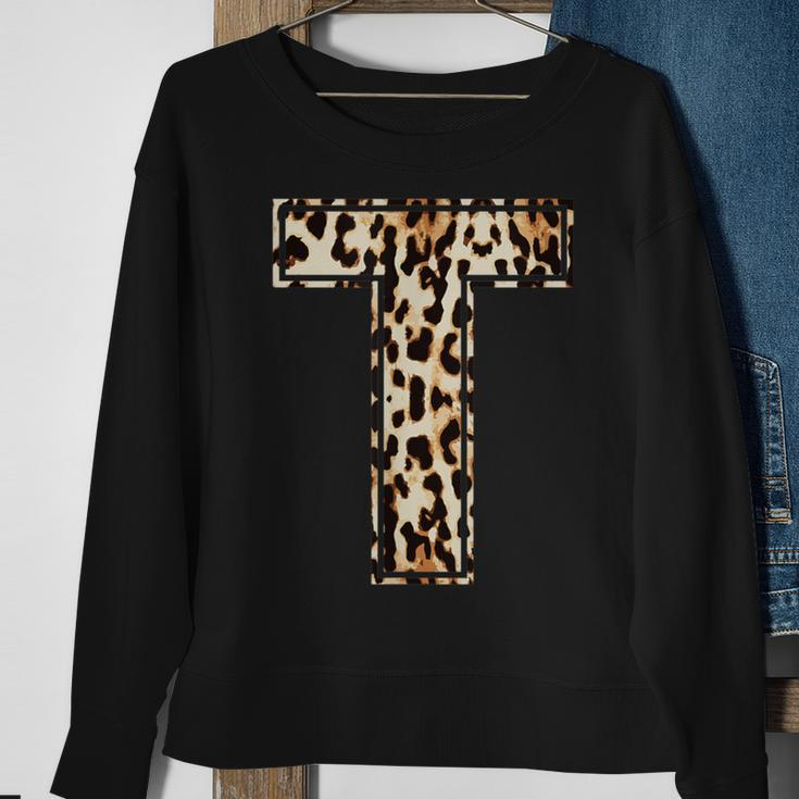 Cool LetterInitial Name Leopard Cheetah Print Sweatshirt Gifts for Old Women
