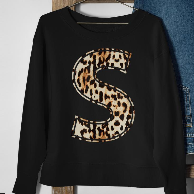 Cool Letter S Initial Name Leopard Cheetah Print Sweatshirt Gifts for Old Women