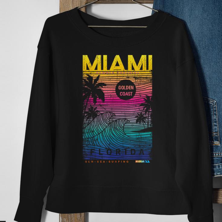 Cool Miami Beach Outfit Colorful Miami Graphic Sweatshirt Gifts for Old Women