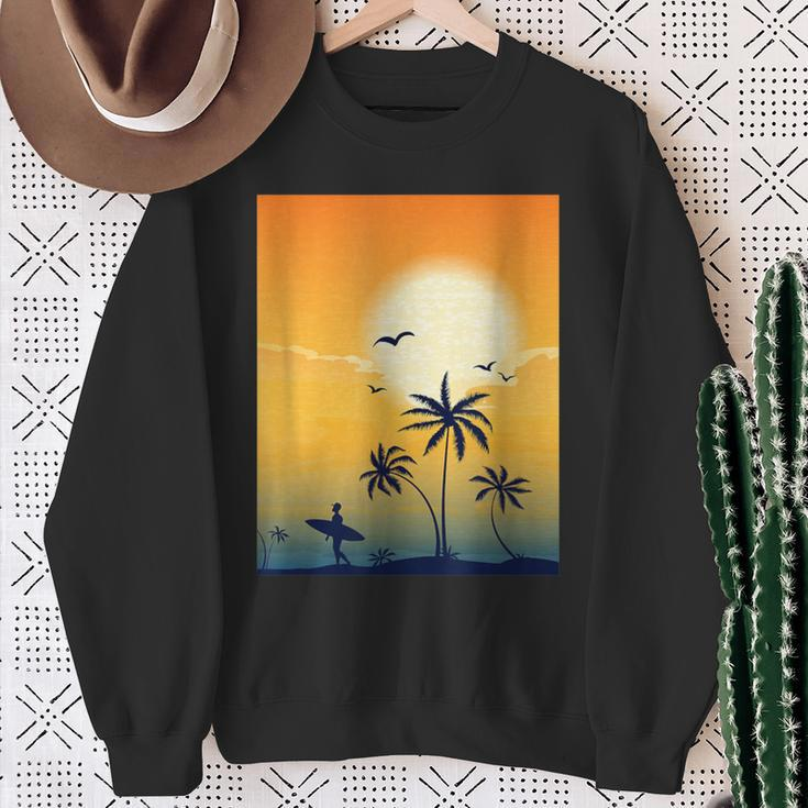 Cool Ocean Scene Beach Surf Sweatshirt Gifts for Old Women