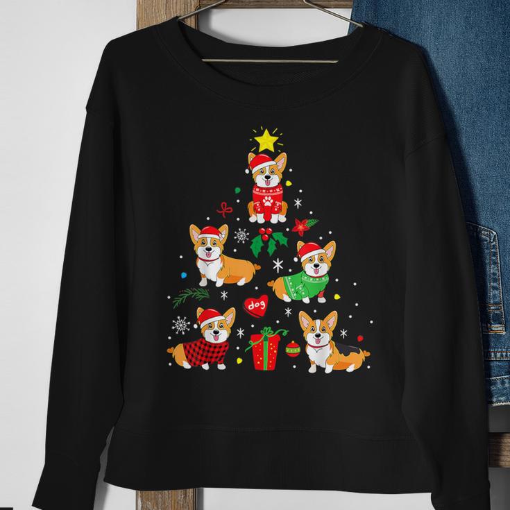 Corgi Christmas Tree Light Buffalo Plaid Dog Xmas Sweatshirt Gifts for Old Women