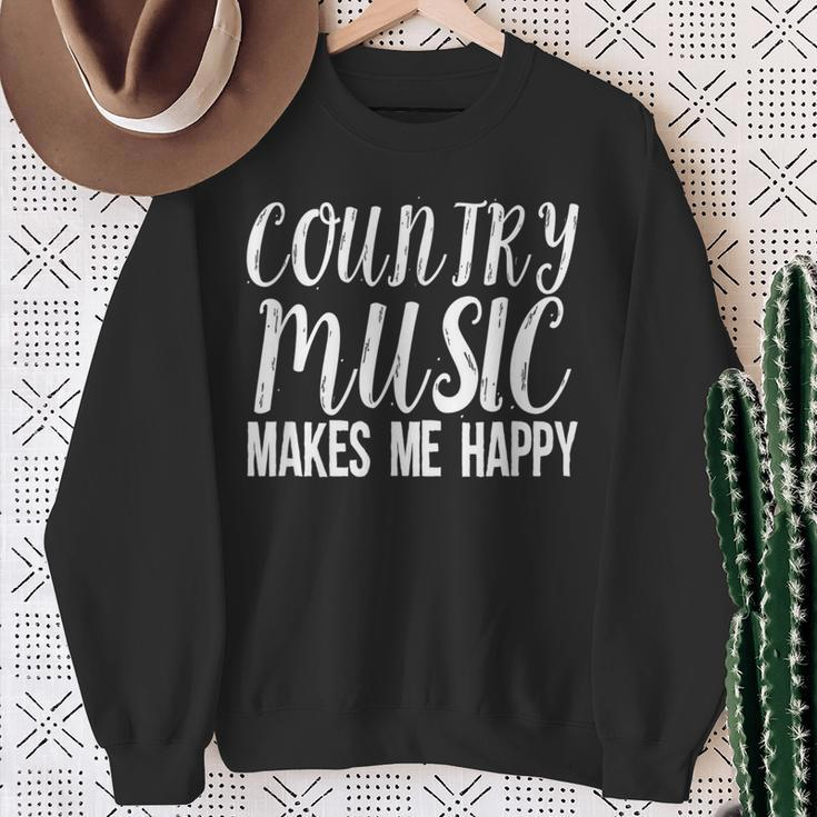Country Music Lover Quote Country Music Makes Me Happy Sweatshirt Gifts for Old Women