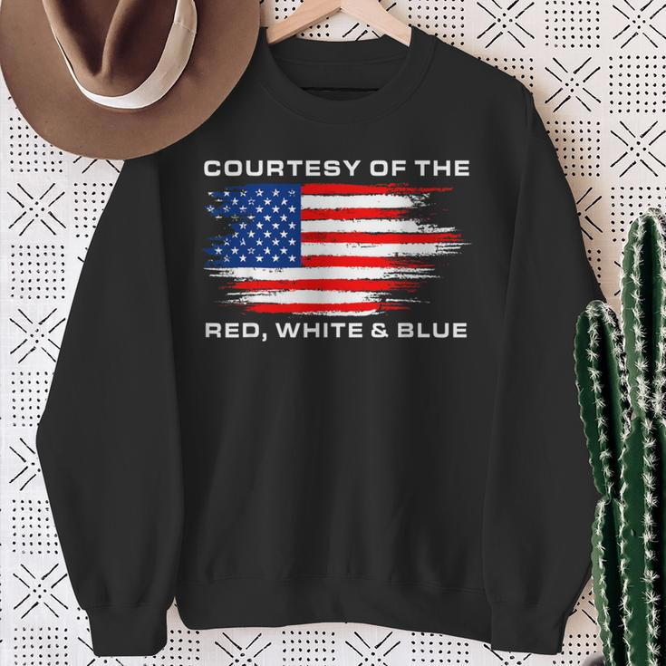 Courtesy Red White And Blue Ic America Us Flag Sweatshirt Gifts for Old Women