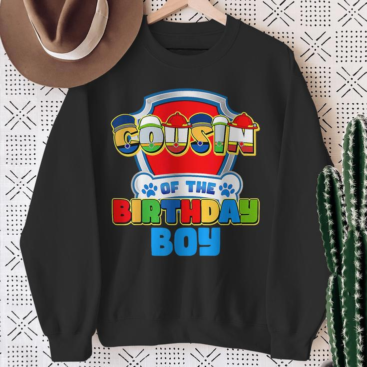Cousin Of The Birthday Boy Dog Paw Family Matching Boy Girl Sweatshirt Gifts for Old Women
