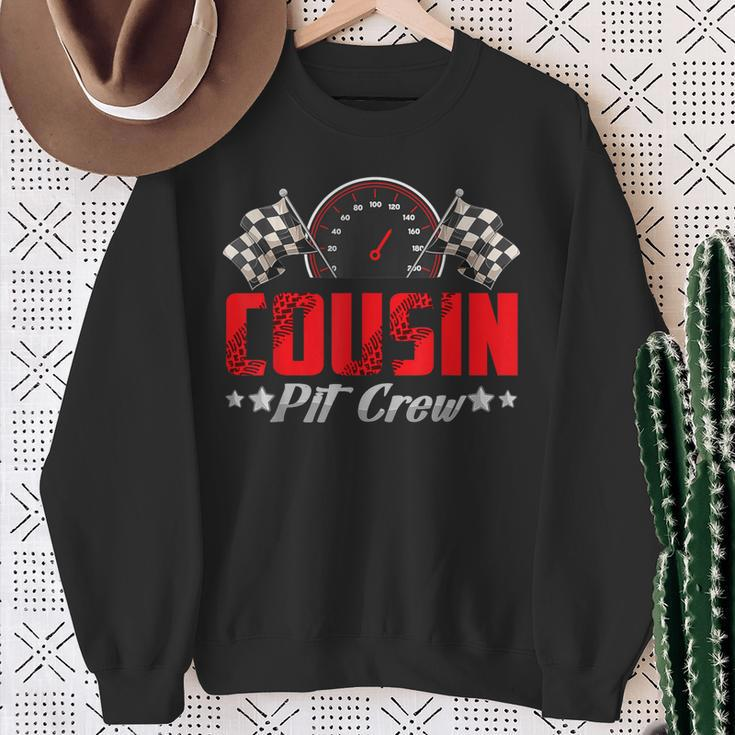Cousin Pit Crew Birthday Racing Car Family Matching Race Car Sweatshirt Gifts for Old Women