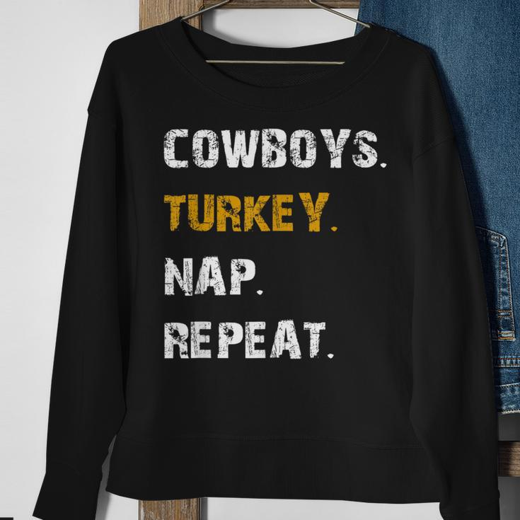 Cowboys Turkey Nap Repeat Thanksgiving Football Sweatshirt Gifts for Old Women