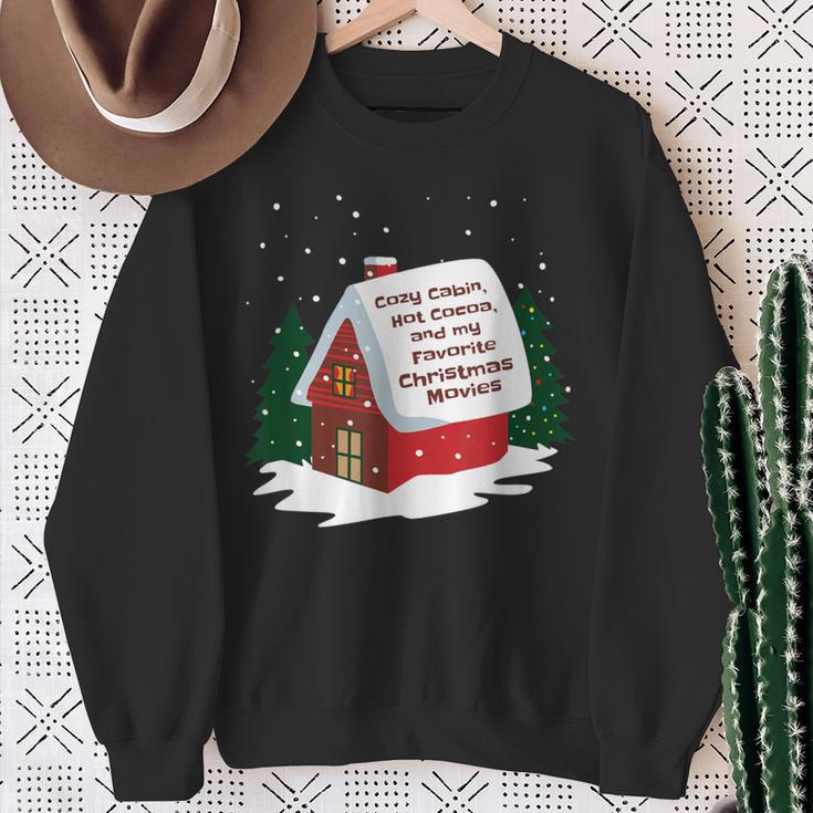 Cozy Cabin Hot Cocoa And My Favorite Christmas Movie Sweatshirt Gifts for Old Women