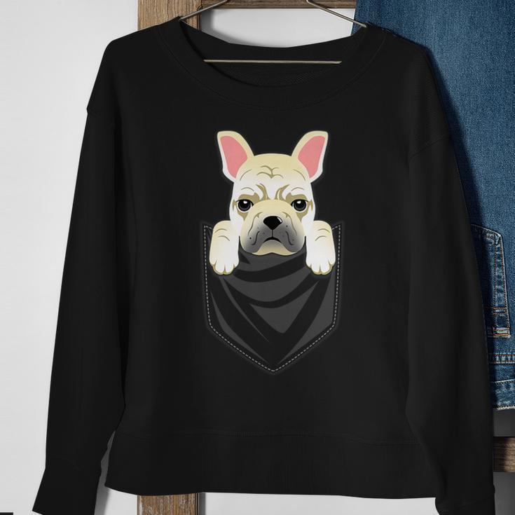 Cream French Bulldog Pocket Graphic Dog Sweatshirt Gifts for Old Women