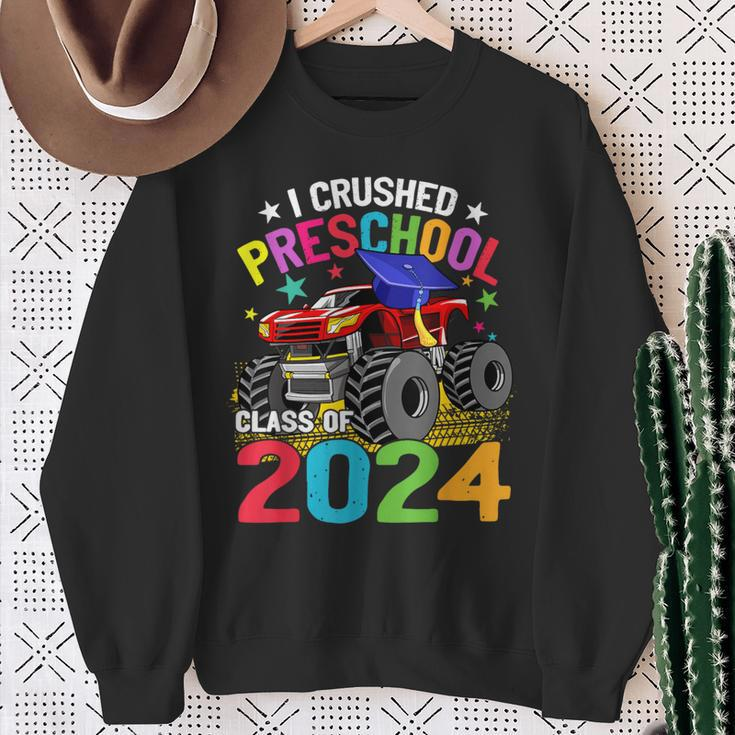 I Crushed Preschool Monster Truck Graduation Class Of 2024 Sweatshirt Gifts for Old Women