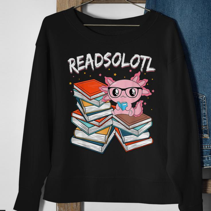 Cute Axolotl Read Book Readsolotl Axolotl Reading Books Sweatshirt Gifts for Old Women