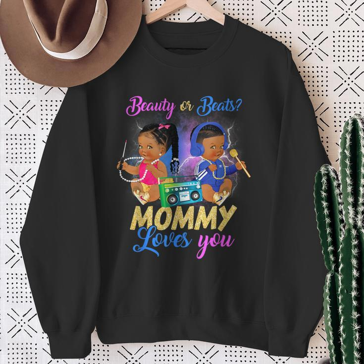Cute Beauty Or Beat Mommy Loves You Gender Reveal Party Sweatshirt Gifts for Old Women