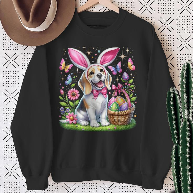 Cute Bunny Beagle Dog Easter Eggs Basket Easter Day Delight Sweatshirt Gifts for Old Women