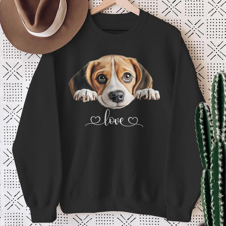 Cute Dog Graphic Love Beagle Puppy Dog Sweatshirt Gifts for Old Women