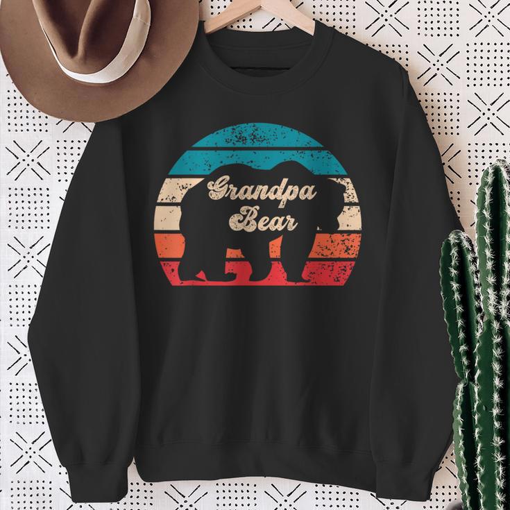 Cute Grandpa Bear Sunset Silhouette Fun Retro Fathers Day Sweatshirt Gifts for Old Women