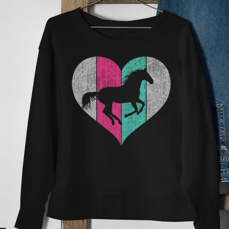 Cute Horse Retro Heart Horse Sweatshirt Gifts for Old Women