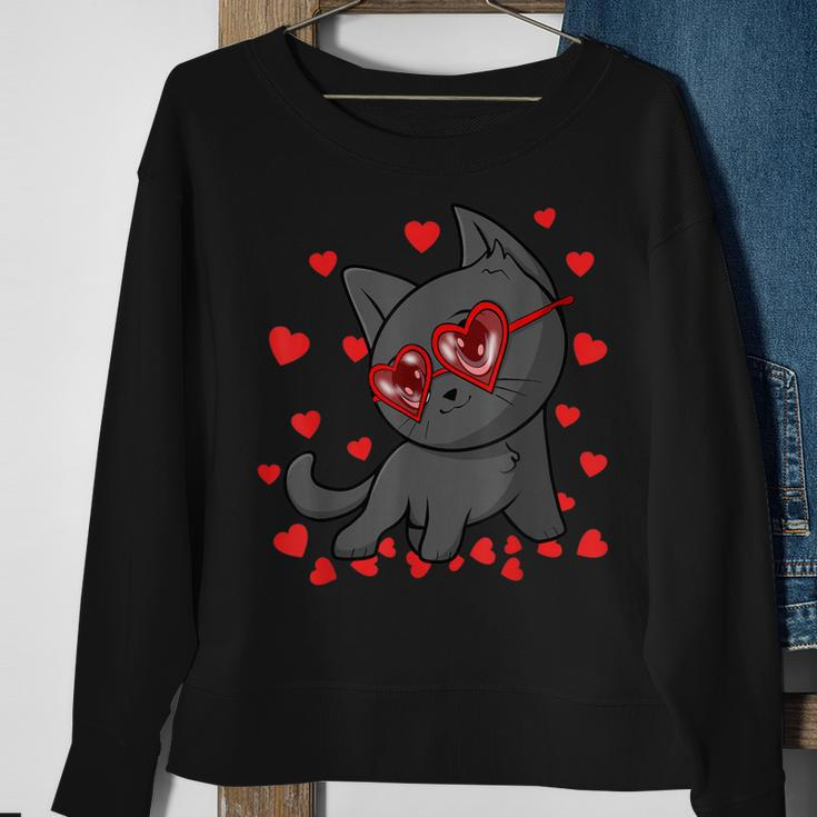 Cute Kitten Vday For Kitty Lovers Cat Valentines Day Sweatshirt Gifts for Old Women