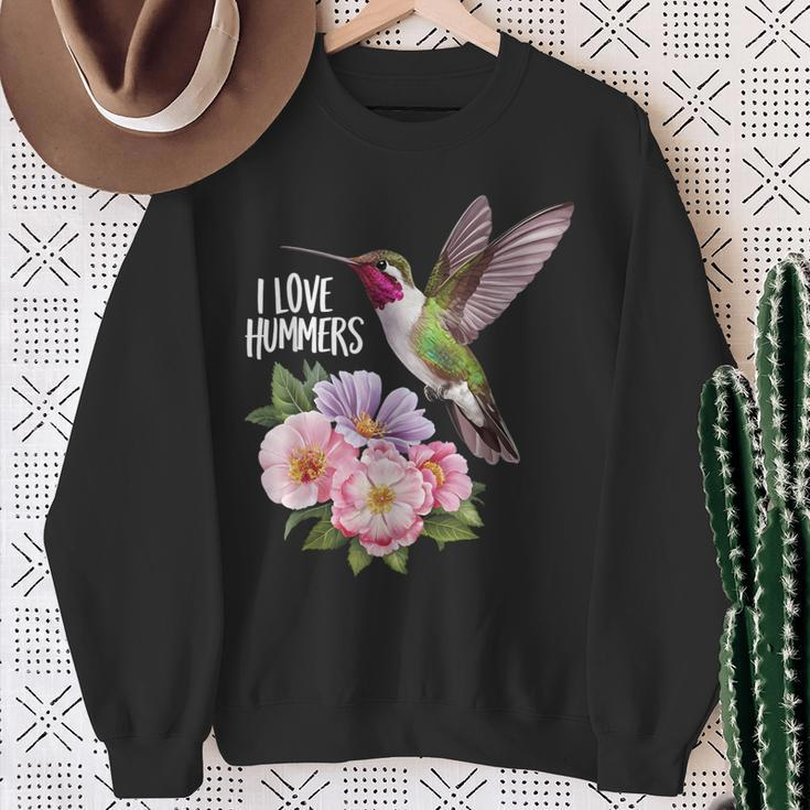 Cute I Love Hummers Colibri Hummingbird Retro Vintage Sunset Sweatshirt Gifts for Old Women