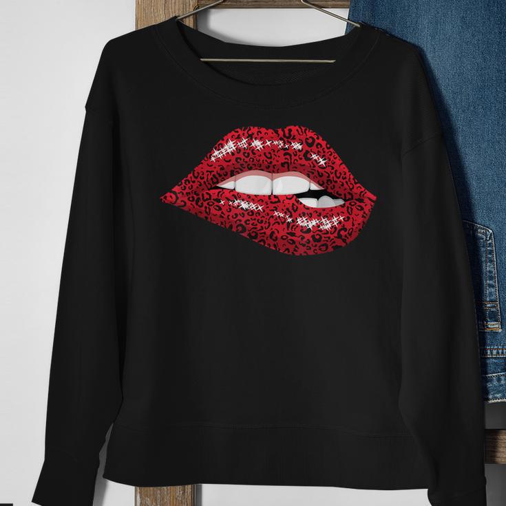 Cute Red Lips Kiss Me Leopard Cheetah Print Sexy Lips Sweatshirt Gifts for Old Women