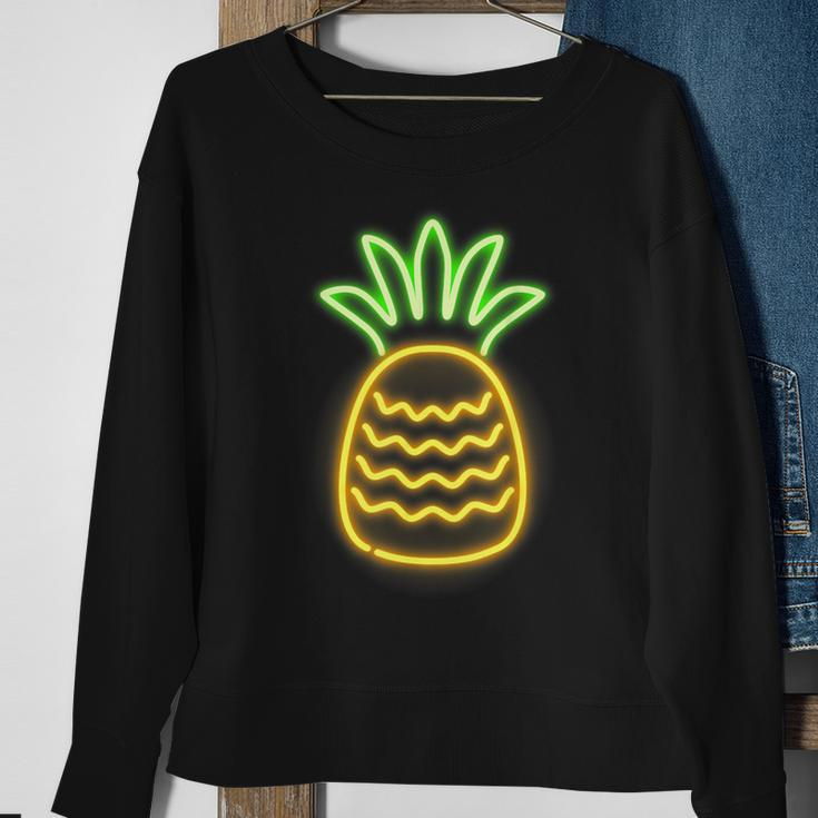 Cute Retro Neon Pineapple For Hawaiian Beaches Sweatshirt Gifts for Old Women