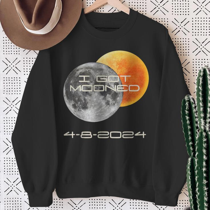 Cute Totality Solar Eclipse 2024 I Got Mooned April 8Th 2024 Sweatshirt Gifts for Old Women