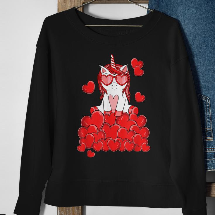 Cute Unicorn Lover Valentines Day Heart Sweatshirt Gifts for Old Women