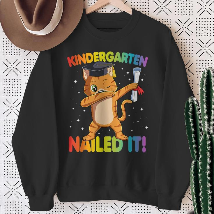Dabbing Cat Kindergarten Nailed It Graduation Class 2021 Sweatshirt Gifts for Old Women