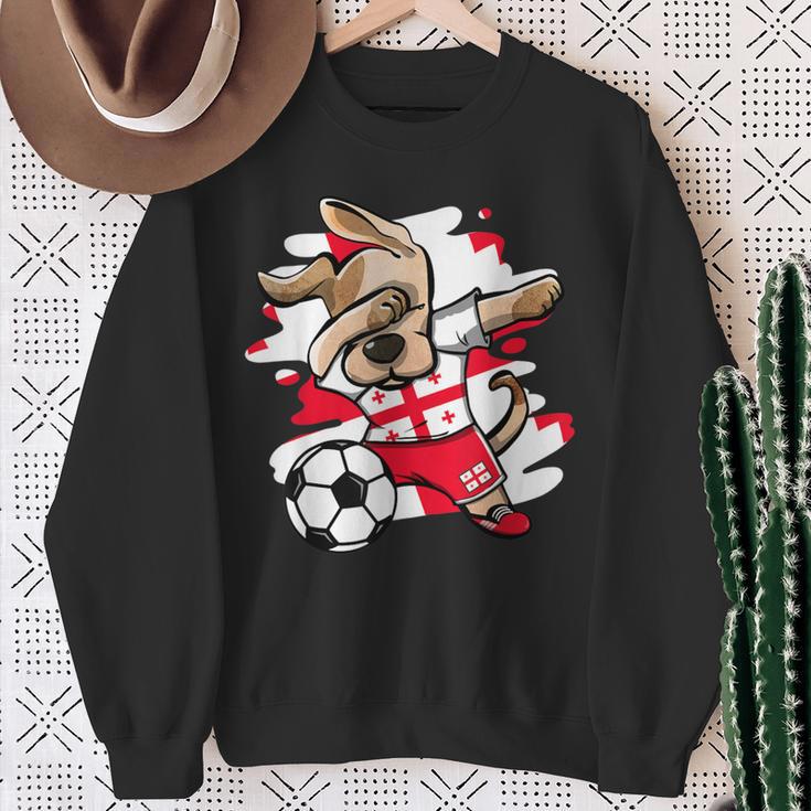 Dabbing Dog Georgia Fußballfans Trikot Georgian Football Sweatshirt Geschenke für alte Frauen