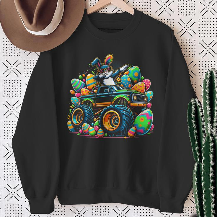 Dabbing Rabbit Bunny Easter Day Monster Eggs Truck Dab Dance Sweatshirt Gifts for Old Women