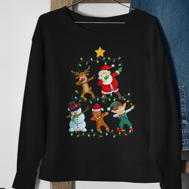 Dabbing Santa Elf Santa Reindeer Xmas Short Sleeve Black Sweatshirt Geschenke für alte Frauen