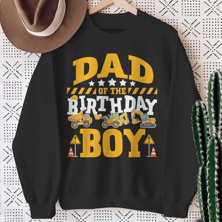 Dad Of The Birthday Boy Excavator Construction Truck Sweatshirt Gifts for Old Women