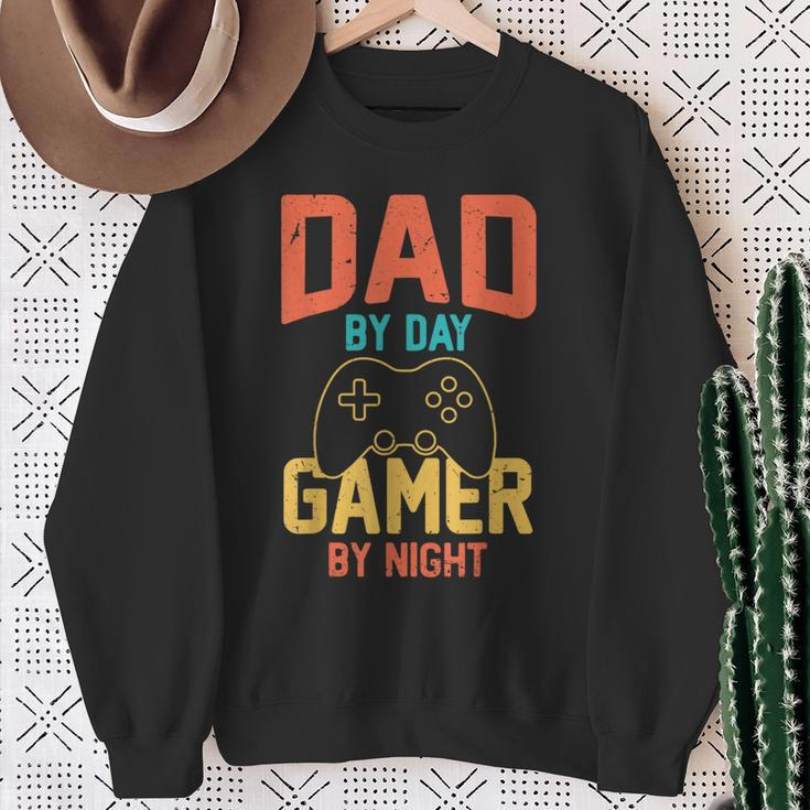 Dad By Day Gamer By Night Video Gamer Dad Fathers Day Sweatshirt Gifts for Old Women