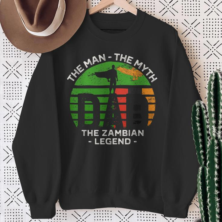 Dad The Man The Myth The Zambian Legend Zambia Vintage Flag Sweatshirt Gifts for Old Women
