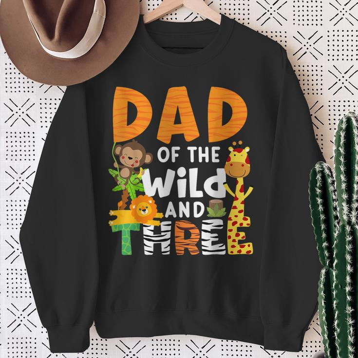 Dad Of The Wild And 3 Three Jungle Zoo Theme Birthday Safari Sweatshirt Gifts for Old Women