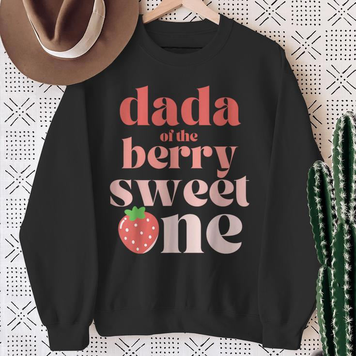 Dada Of The Berry Sweet One Strawberry Birthday Party Dad Sweatshirt Gifts for Old Women