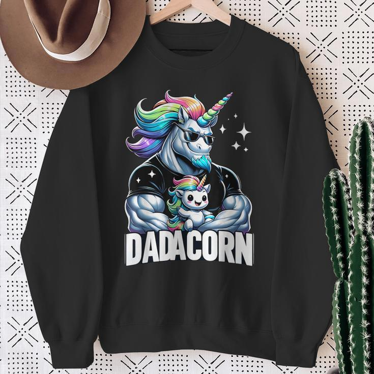 Dadacorn Unicorn Dad And Son Daughter Papa Father's Day Sweatshirt Gifts for Old Women