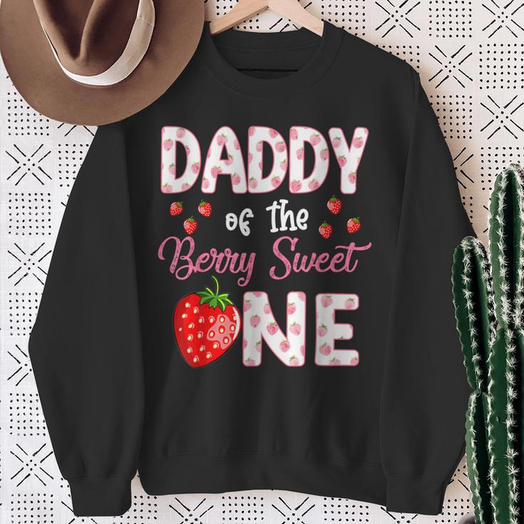 Daddy Of The Berry Sweet One Strawberry First Birthday Sweatshirt Gifts for Old Women