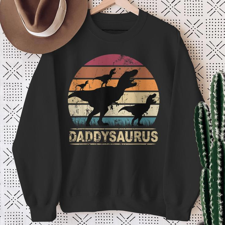 Daddysaurus Papa Von Drei Kinder Dino Triplets Children's Sweatshirt Geschenke für alte Frauen