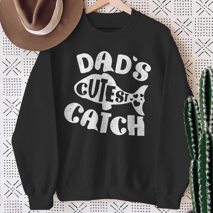 Dad's Cutest Catch Fishing Daddy Son Matching Fathers Day Sweatshirt Gifts for Old Women