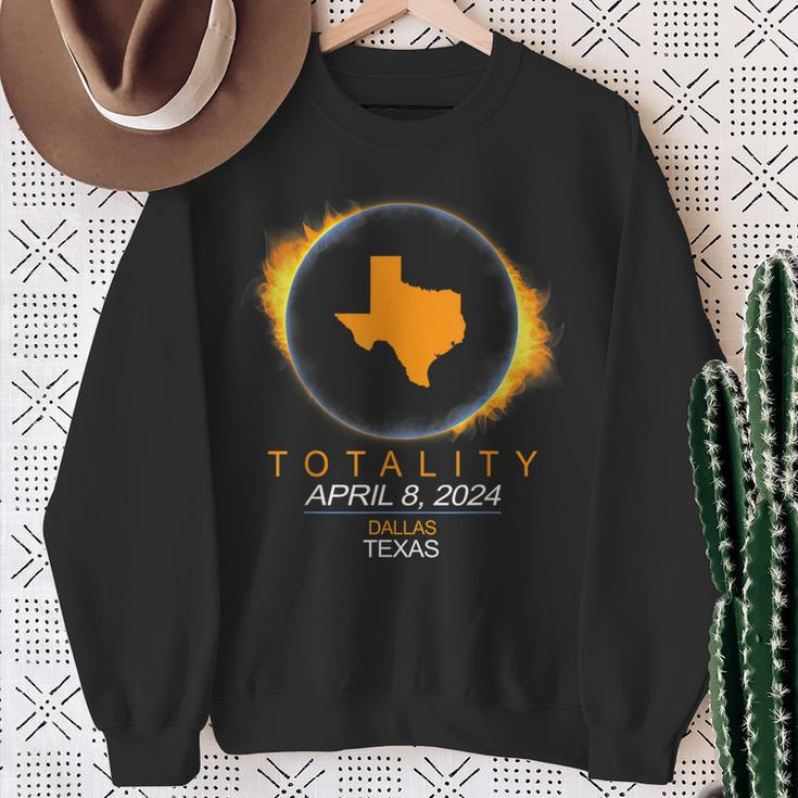 Dallas Texas Total Solar Eclipse 2024 Sweatshirt Gifts for Old Women