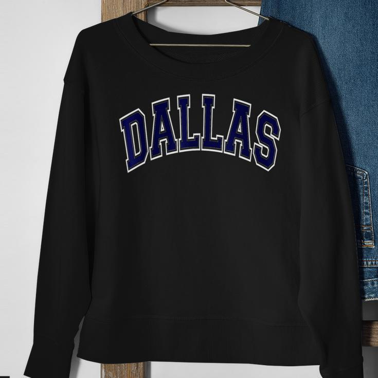 Dallas Texas Tx Varsity Style Navy Blue Text Sweatshirt Gifts for Old Women