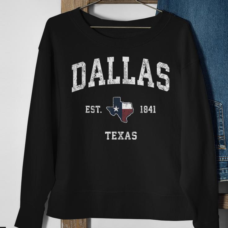 Dallas Texas Tx Vintage State Flag Sports Sweatshirt Gifts for Old Women