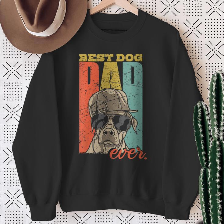 Damen Best Dog Dad Ever Hundepapa Hund Papa Mit-Ausschnitt Sweatshirt Geschenke für alte Frauen