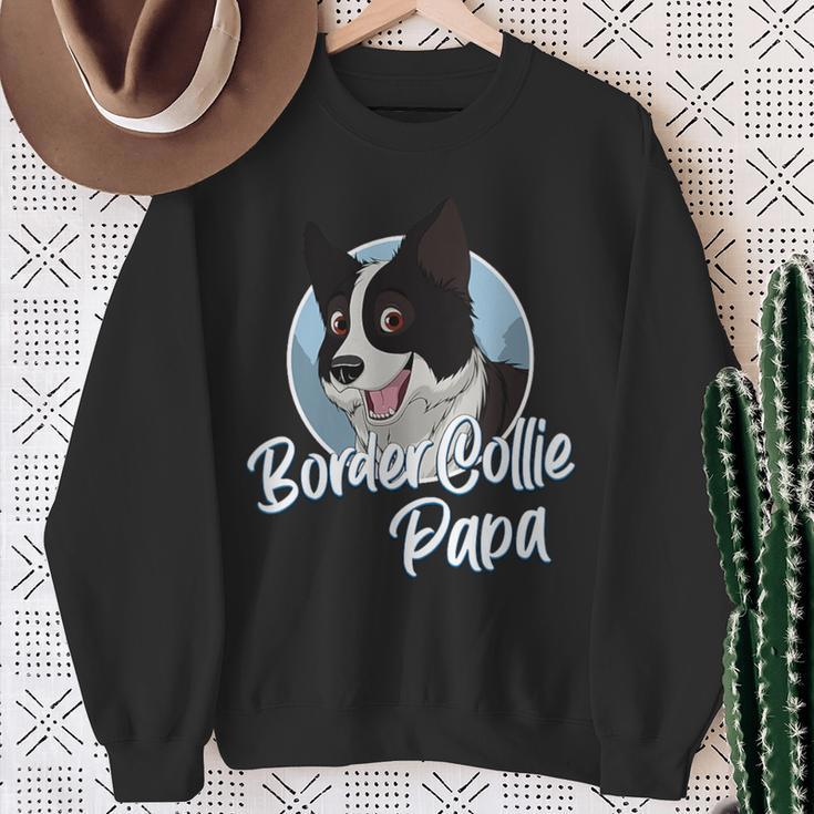 Damen Border Collie Papa Mit Comic Zeichnung Herren Mit-Ausschnitt Sweatshirt Geschenke für alte Frauen