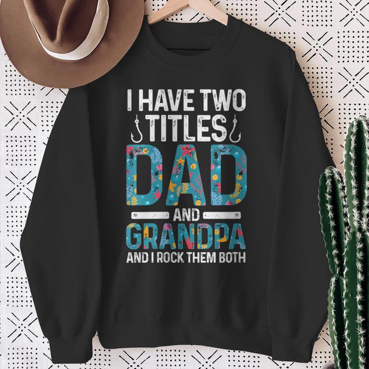 Damen Ich Habe Zwei Titel Papa Und Opa Großvater Mit-Ausschnitt Sweatshirt Geschenke für alte Frauen