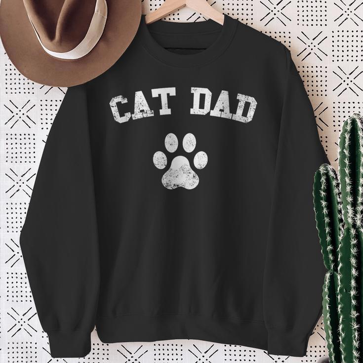 Damen Katze Papa Für Männeratertag Weihnachten Geburtstag Lustig Beste Mit-Ausschnitt Sweatshirt Geschenke für alte Frauen