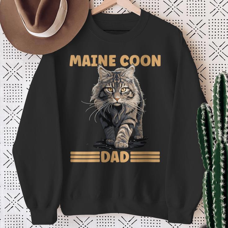 Damen Maine Coon Papa Katzenliebhaber Maine Coon Dad Mit-Ausschnitt Sweatshirt Geschenke für alte Frauen