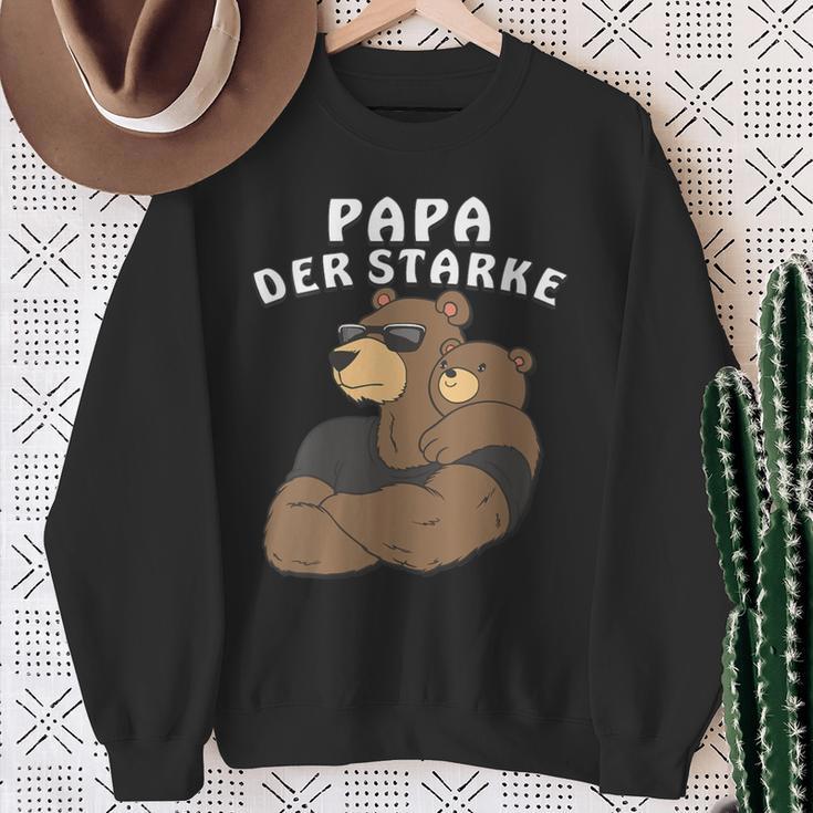 Damen Papa Der Starkeater Familie Bär Papabear Papa Mit-Ausschnitt Sweatshirt Geschenke für alte Frauen