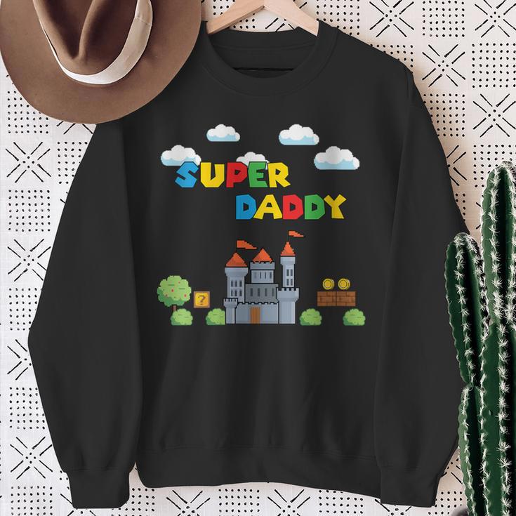 Damen Super Papa Gamer Daddy Super Daddi Mit-Ausschnitt Sweatshirt Geschenke für alte Frauen