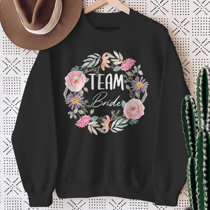 Damen Team Bride Blumenkranz Junggesellenabschied Jga Sweatshirt Geschenke für alte Frauen