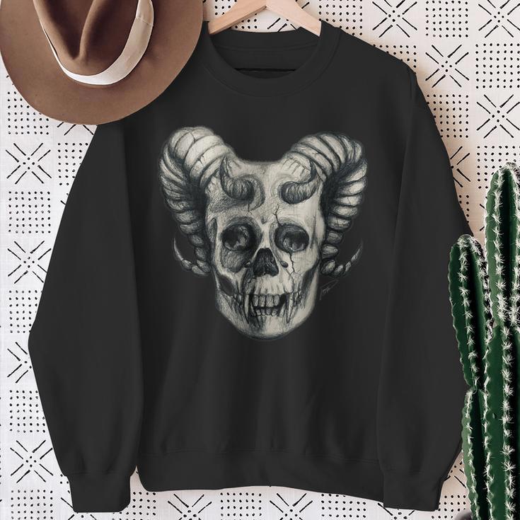 Dämonenschädel Demon Skull Totenkopf Teufel Sweatshirt Geschenke für alte Frauen